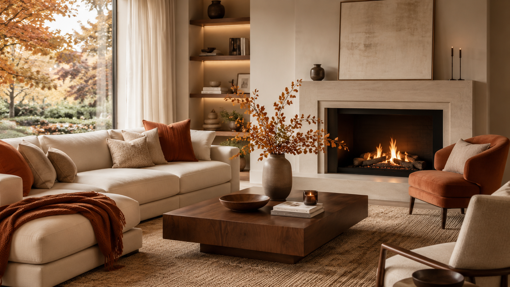 15 Persimmon Warm Neutral Living Room Ideas for Fall